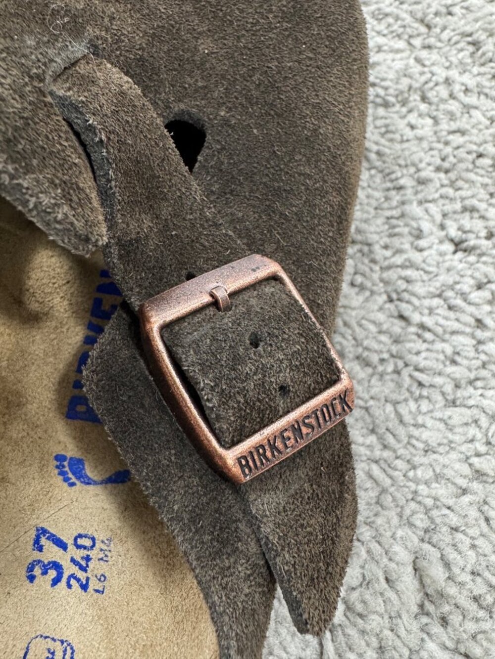 Birkenstock Boston Brown Suede Mules Sz 37 - Picture 6 of 11